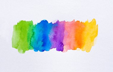 Renkli suluboya fırça arka planı. Pankart için boya lekeli soyut suluboya leke, şablon, dekorasyon için element. Yakın plan..