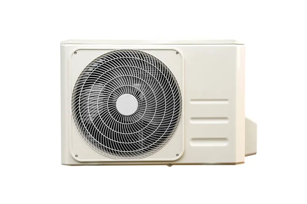 Condensoreenheid Van Airconditioningsystemen Geïsoleerd Wit Met Knippad Aan Wand Geïnstalleerde — Stockfoto