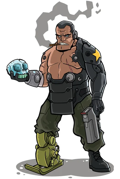 Cyborg personagem ilustração — Vetor de Stock