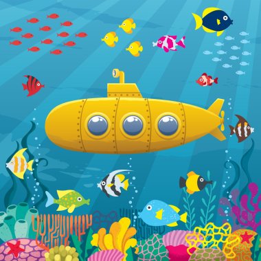 Cartoon Submarine Background clipart