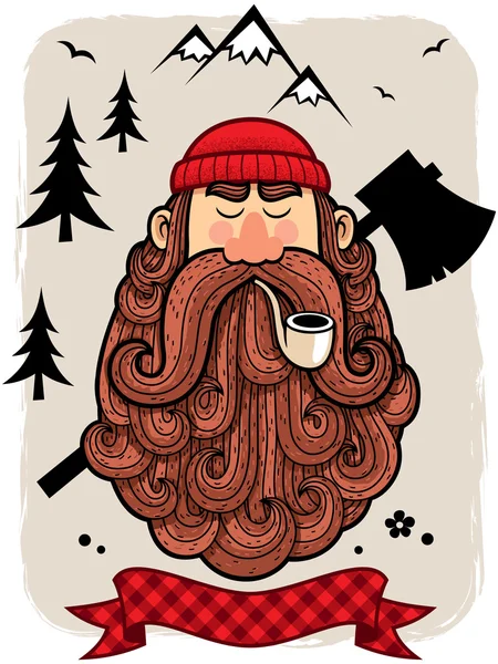 Lumberjack Cartoon Illustration — Stock Vector