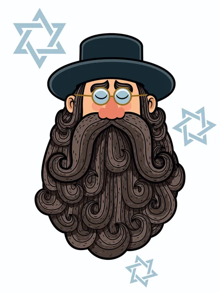 Dessin animé Rabbi Portrait — Image vectorielle