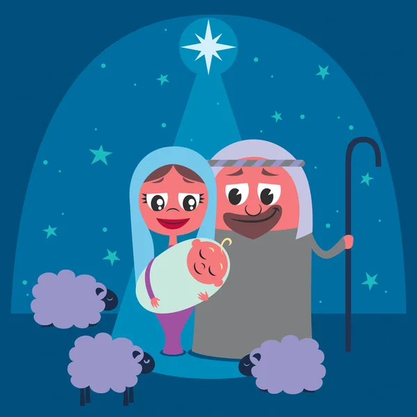 キリスト降誕シーン漫画 — ストックベクタ