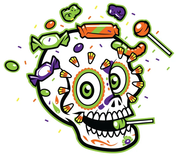 Calavera Cráneo de azúcar — Vector de stock