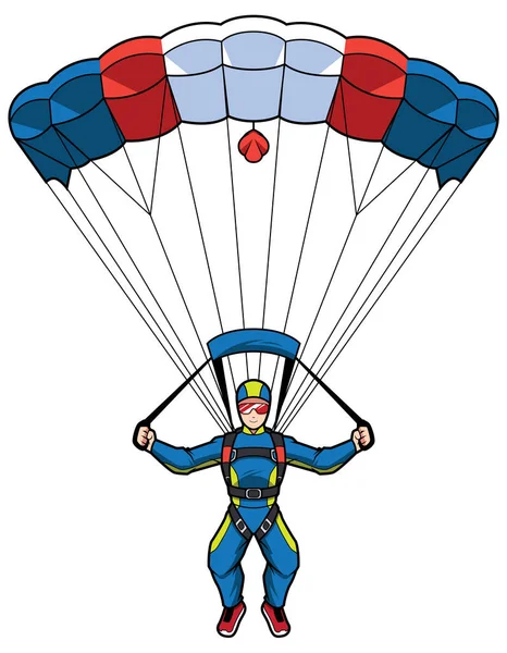 Parachutespringen mascotte illustratie — Stockvector