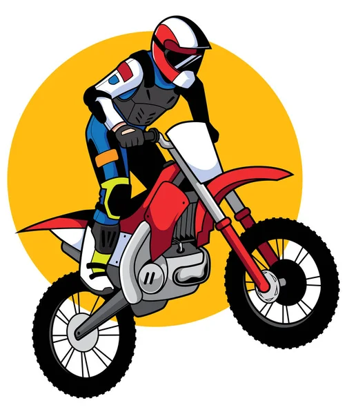 Motocross Racer Mascote — Vetor de Stock