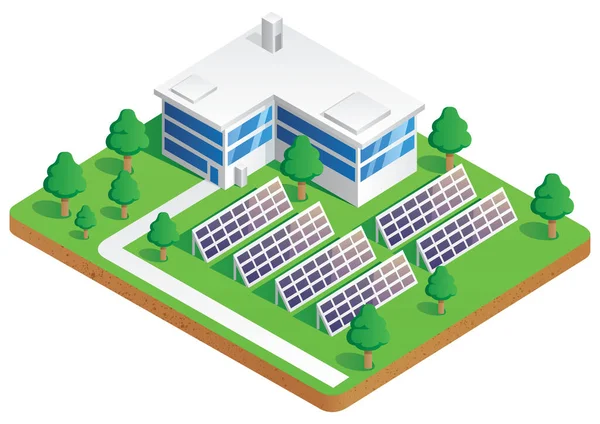 Planta de energía solar — Vector de stock