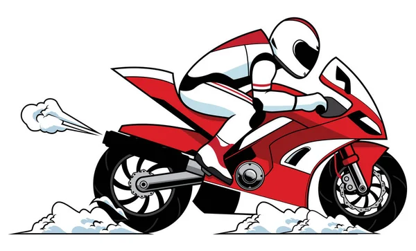 Motorradrennfahrer-Maskottchen — Stockvektor