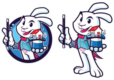 Rabbit Magician Real Estate Trick vector Rabbit Magician Real Estate Trick vector
