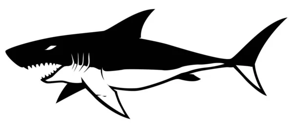 Simbolo di squalo sul bianco — Vettoriale Stock