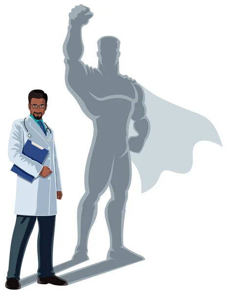 Médico indiano Superhero Sombra —  Vetores de Stock