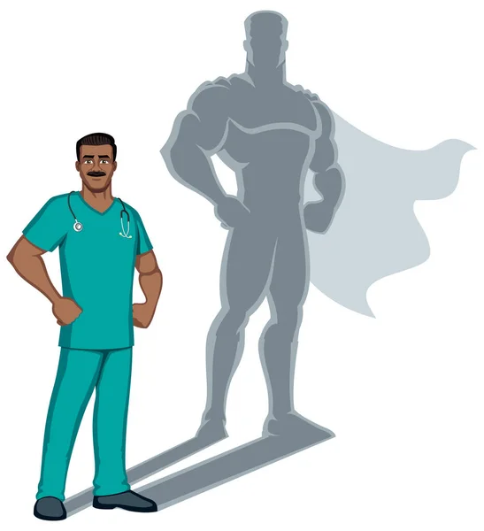 Indian Nurse Superhero Shadow — Stock Vector