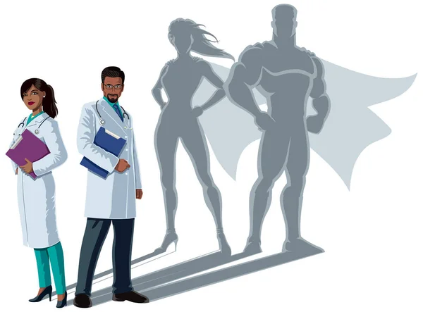Indyjski lekarz Superbohaterowie cień — Wektor stockowy