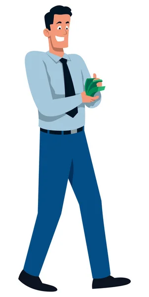 Man Counting Money — Stock Vector