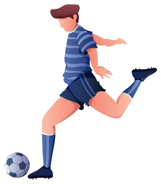 Jugador de fútbol pateando pelota — Vector de stock
