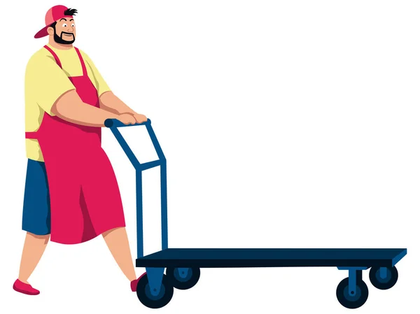 Man Pushing Cart — Stock Vector