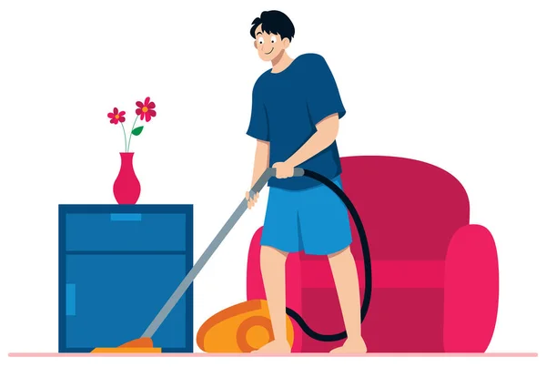 Man with Vacuum Cleaner — Stock Vector