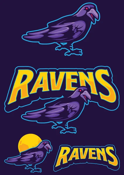 Mascota del equipo Ravens — Vector de stock