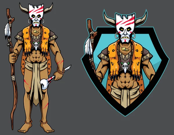 Shaman stam mascotte — Stockvector