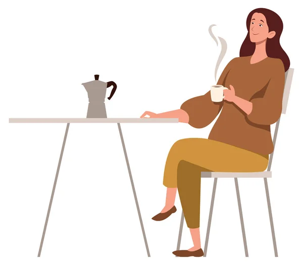 Женщина пьет кофе — стоковый вектор