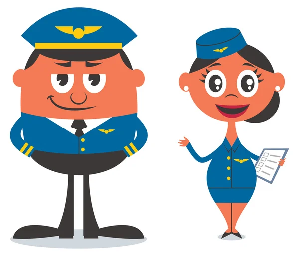 Pilota e hostess aerea — Vettoriale Stock