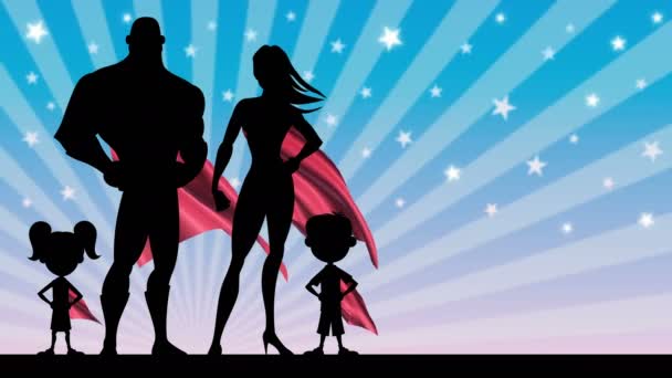 Rodzina superbohatera — Wideo stockowe