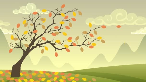 Herfst landschap animatie — Stockvideo