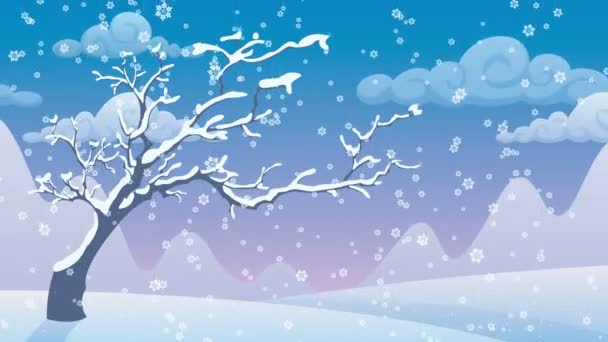 Cartoon zur Winterlandschaft — Stockvideo