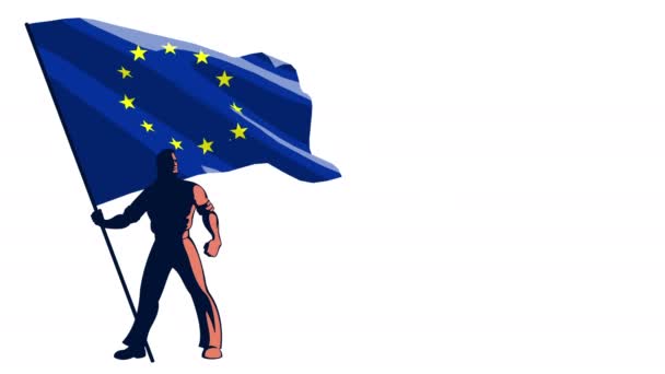 Flag Bearer European Union — Stock Video