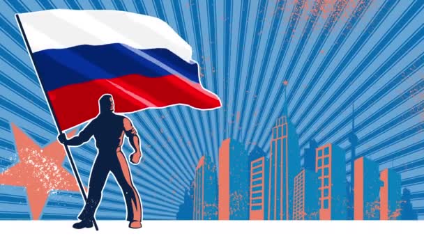 Vlajky na doručitele Rusko pozadí — Stock video