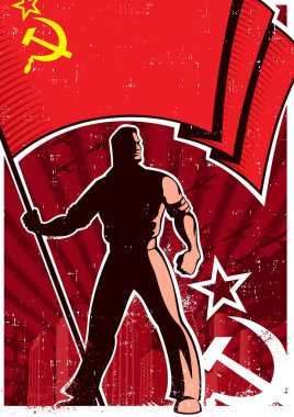 Flag Bearer Poster USSR clipart