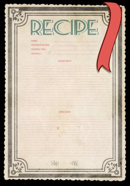 Siyah izole eski grunge retro tarifi kart düzeni