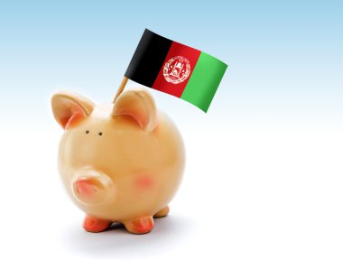 Afganistan'ın ulusal bayrak ile Piggy banka