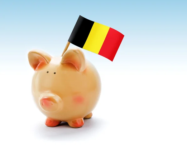 Piggy bank met nationale vlag van België — Stockfoto