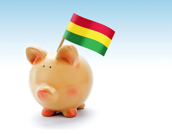 Piggy bank met nationale vlag van Bolivia — Stockfoto