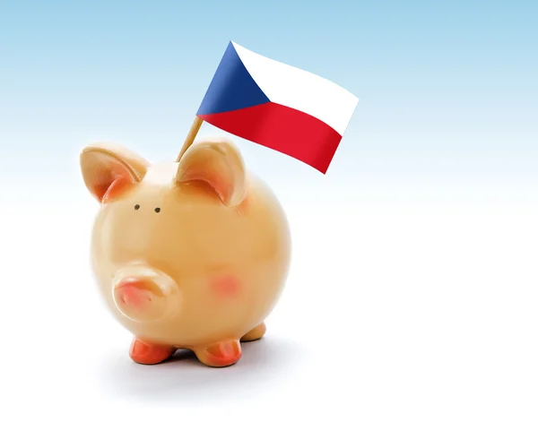 Piggy bank com bandeira nacional da República Checa — Fotografia de Stock