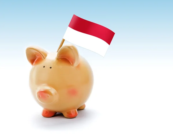 Piggy bank met nationale vlag van Indonesië — Stockfoto