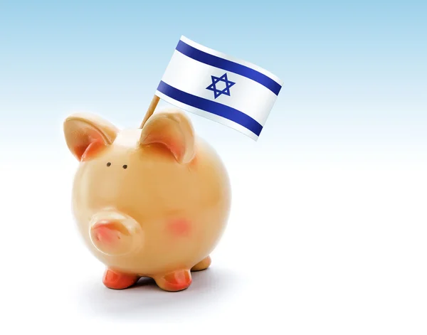 Piggy bank met nationale vlag van Israël — Stockfoto