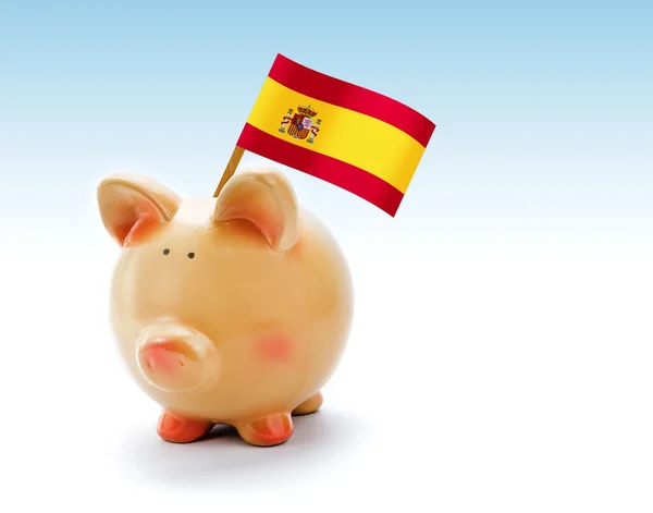 Piggy bank met nationale vlag van Spanje — Stockfoto