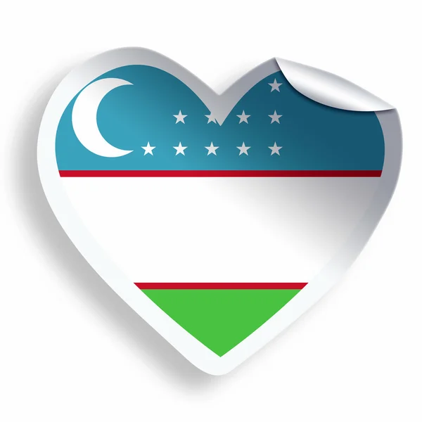 Sticker Coeur avec drapeau de l'Ouzbékistan isolé sur blanc — Photo