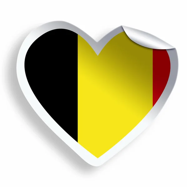 Sticker Coeur avec drapeau de Belgique isolé sur blanc — Photo