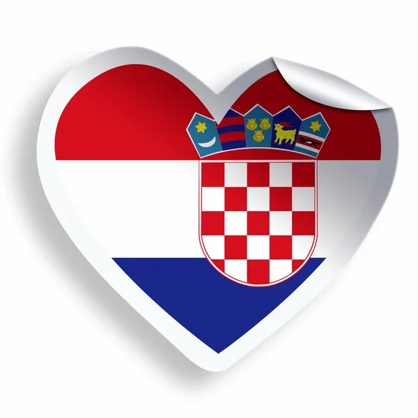 Hart sticker met vlag van Kroatië geïsoleerd op wit — Stockfoto