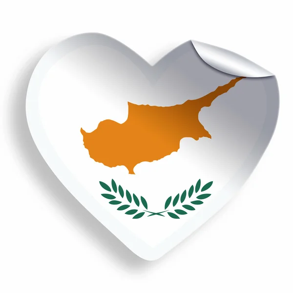 Hjärtat klistermärke med flagga Cypern isolerad på vit — Stockfoto