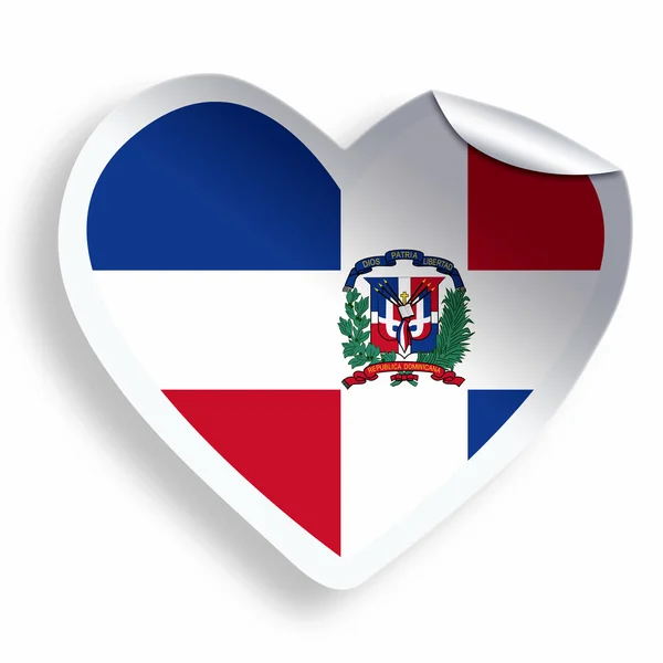 Hart sticker met vlag van Dominicaanse Republiek geïsoleerd — Stockfoto