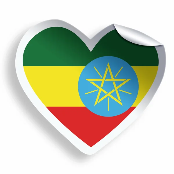 Sticker Coeur avec drapeau de l'Ethiopie isolé sur blanc — Photo