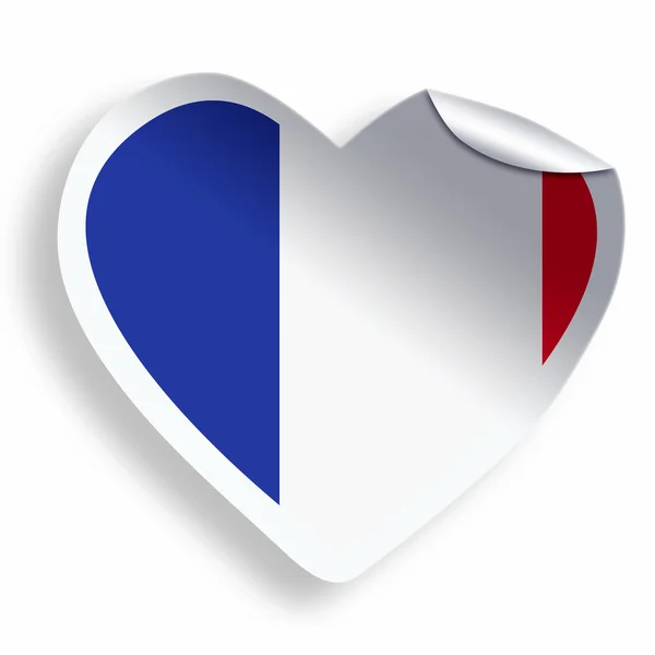 Наклейка на сердце с флагом Франции изолирована на белом — стоковое фото