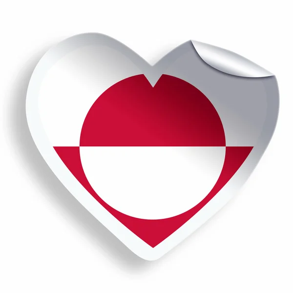 Heart sticker with flag of Greenland isolated on white — Stock Photo, Image