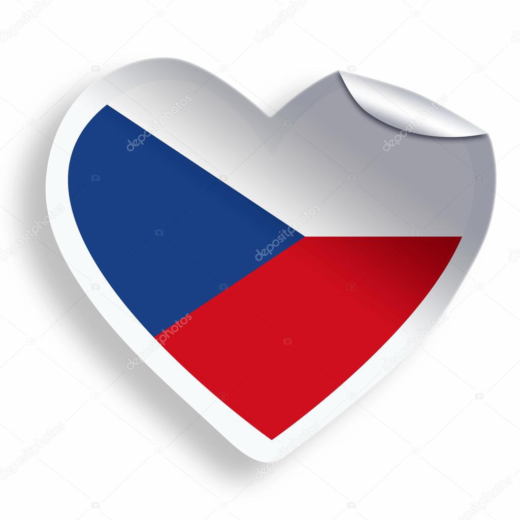 Heart sticker with flag of Czech Republic isolated