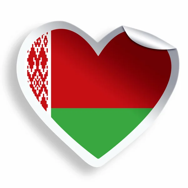 Heart sticker with flag of Belarus isolated on white — Stock Photo, Image