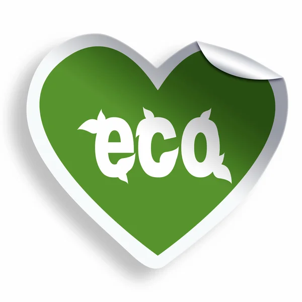 Heart green eco sticker isolated on white — Stock Photo, Image